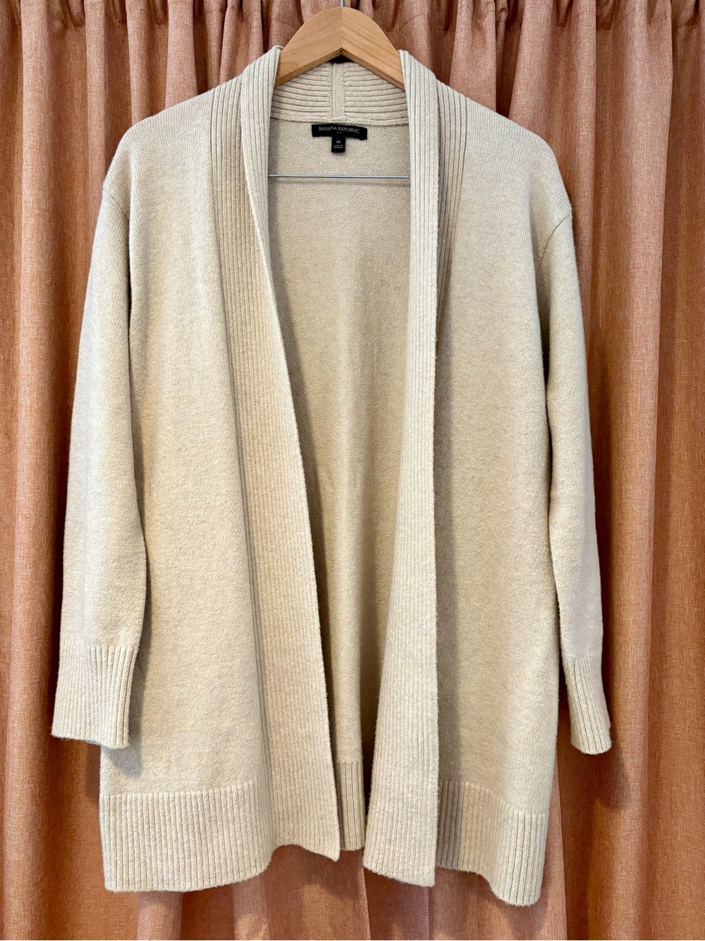 Banana Republic Women’s Cream Open-Front Shawl Cardigan Sweater, Size M